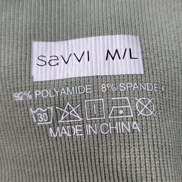 SAVVI Ananda Crop Capri Leggings Olive Green M/L NWT - Picture 11 of 11
